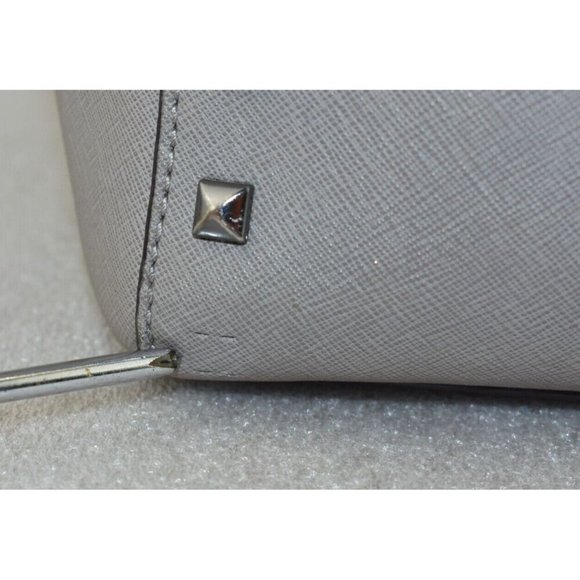 Michael Kors Womens Sandrine Studded Gray Saffiano Leather Satchel Handbag - Picture 5 of 16